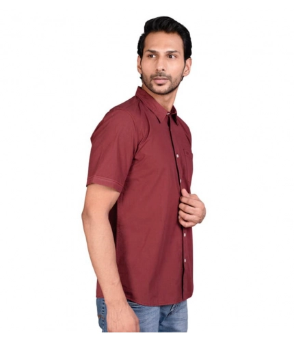Generic Men's Casual Cotton Half Sleeve Solid Shirt (Maroon) Generic Men's Casual Cotton Half Sleeve Solid Shirt (Maroon)