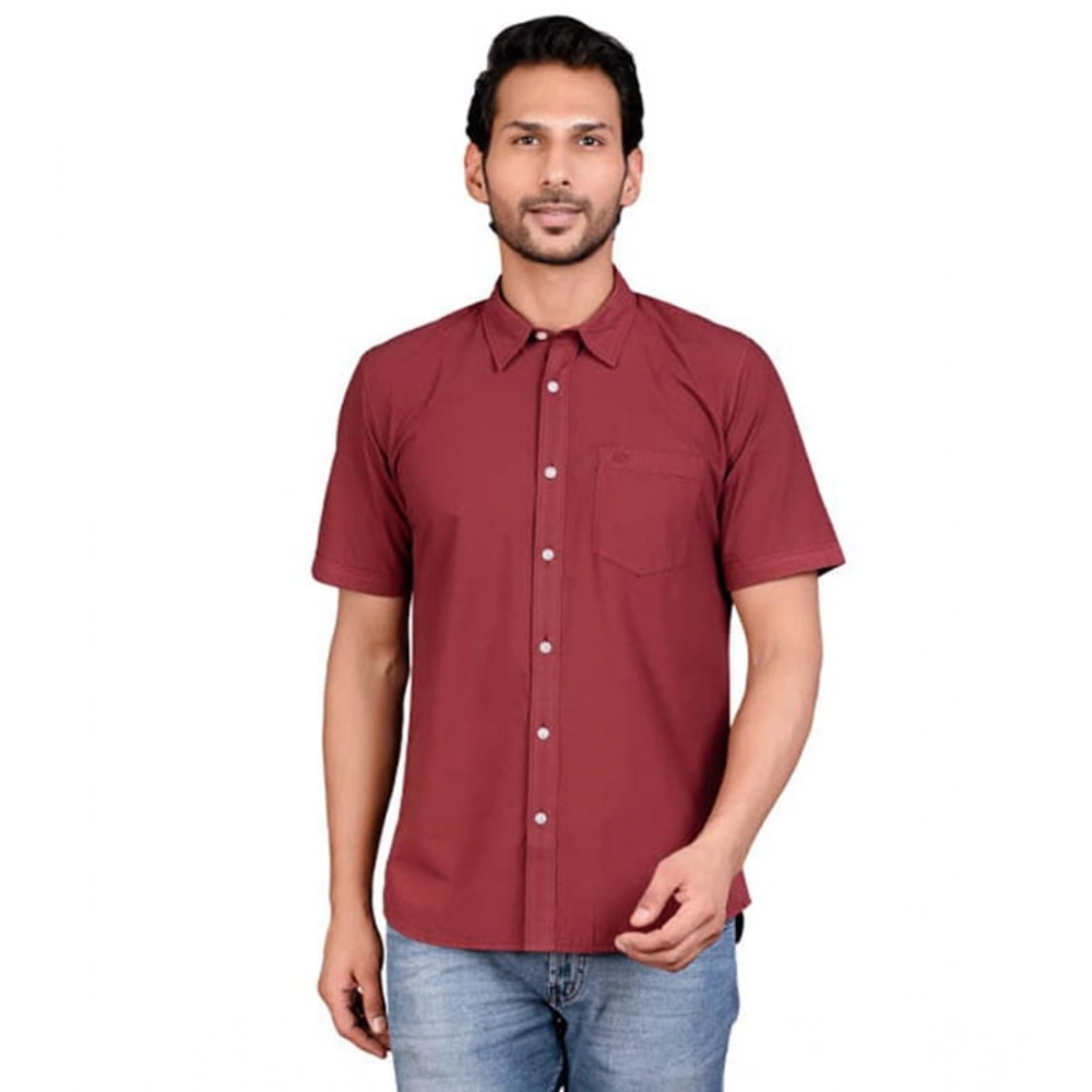 Generic Men's Casual Cotton Half Sleeve Solid Shirt (Maroon) Generic Men's Casual Cotton Half Sleeve Solid Shirt (Maroon)