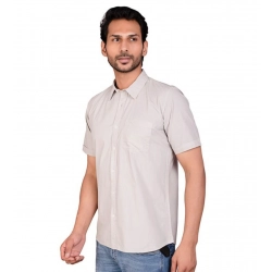 Generic Men's Casual Cotton Half Sleeve Solid Shirt (Grey)