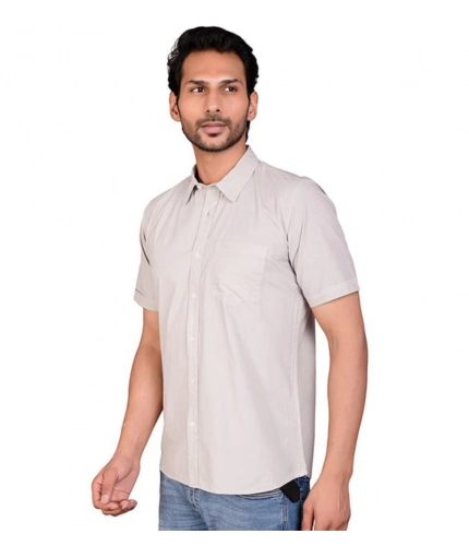 Generic Men's Casual Cotton Half Sleeve Solid Shirt (Grey)