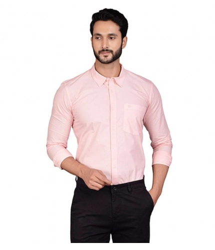 Generic Men's Casual Cotton Full Sleeve Solid Shirt (Peach)