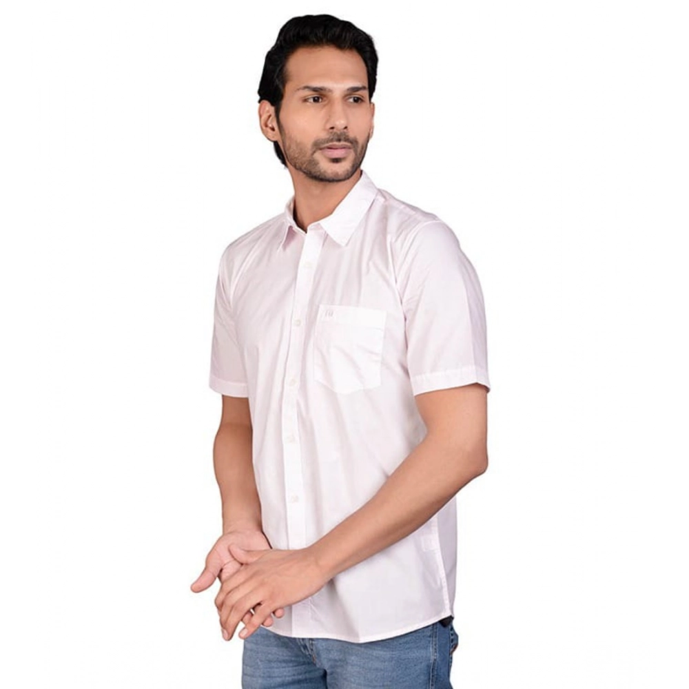 Generic Men's Casual Cotton Half Sleeve Solid Shirt (Pink) Generic Men's Casual Cotton Half Sleeve Solid Shirt (Pink)