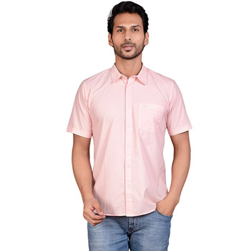 Generic Men's Casual Cotton Half Sleeve Solid Shirt (Peach) Generic Men's Casual Cotton Half Sleeve Solid Shirt (Peach)