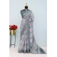 Generic Women's Linen Digital Print Saree With Unstitched Blouse 5.5Mtr (Grey)
