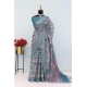 Generic Women's Linen Digital Print Saree With Unstitched Blouse 5.5Mtr (Green)