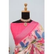 Generic Women's Linen Digital Print Saree With Unstitched Blouse 5.5Mtr (pink)