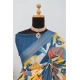 Generic Women's Linen Digital Print Saree With Unstitched Blouse 5.5Mtr (Multicolor)