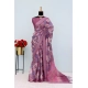 Generic Women's Linen Digital Print Saree With Unstitched Blouse 5.5Mtr (Pink)