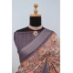 Generic Women's Linen Digital Print Saree With Unstitched Blouse 5.5Mtr (Grey)