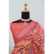 Generic Women's Linen Digital Print Saree With Unstitched Blouse 5.5Mtr (Pink)
