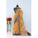 Generic Women's Linen Digital Print Saree With Unstitched Blouse 5.5Mtr (Multicolor)