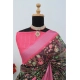 Generic Women's Linen Digital Print Saree With Unstitched Blouse 5.5Mtr (Multicolor)