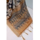 Generic Women's Linen Digital Print Saree With Unstitched Blouse 5.5Mtr (Black)