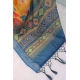 Generic Women's Linen Digital Print Saree With Unstitched Blouse 5.5Mtr (Yellow)