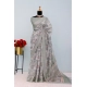Generic Women's Linen Digital Print Saree With Unstitched Blouse 5.5Mtr (Grey)