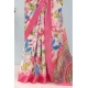 Generic Women's Linen Digital Print Saree With Unstitched Blouse 5.5Mtr (pink)