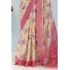 Generic Women's Linen Digital Print Saree With Unstitched Blouse 5.5Mtr (Pink)