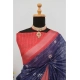 Generic Women's Linen Digital Print Saree With Unstitched Blouse 5.5Mtr (Blue)