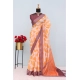 Generic Women's Linen Digital Print Saree With Unstitched Blouse 5.5Mtr (Orange)
