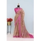 Generic Women's Linen Digital Print Saree With Unstitched Blouse 5.5Mtr (Pink)