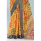 Generic Women's Linen Digital Print Saree With Unstitched Blouse 5.5Mtr (Multicolor)