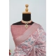 Generic Women's Linen Digital Print Saree With Unstitched Blouse 5.5Mtr (Brown)
