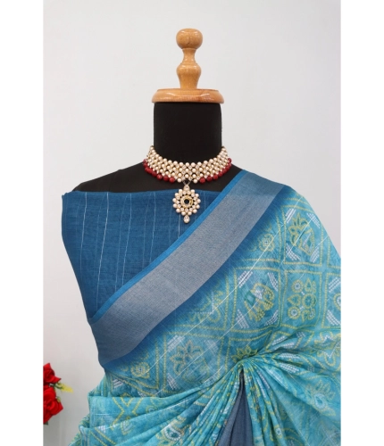 Generic Women's Linen Digital Print Saree With Unstitched Blouse 5.5Mtr (Sky Blue) Generic Women's Linen Digital Print Saree With Unstitched Blouse 5.5Mtr (Sky Blue)
