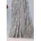 Generic Women's Linen Digital Print Saree With Unstitched Blouse 5.5Mtr (Grey)