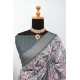 Generic Women's Linen Digital Print Saree With Unstitched Blouse 5.5Mtr (Grey)