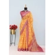 Generic Women's Linen Digital Print Saree With Unstitched Blouse 5.5Mtr (Mustard)