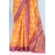 Generic Women's Linen Digital Print Saree With Unstitched Blouse 5.5Mtr (Mustard)