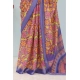 Generic Women's Linen Digital Print Saree With Unstitched Blouse 5.5Mtr (Multicolor)