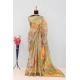 Generic Women's Linen Digital Print Saree With Unstitched Blouse 5.5Mtr (Multicolor)