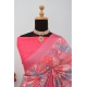 Generic Women's Linen Digital Print Saree With Unstitched Blouse 5.5Mtr (Pink)