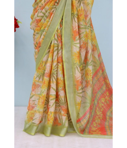 Generic Women's Linen Digital Print Saree With Unstitched Blouse 5.5Mtr (Multicolor) Generic Women's Linen Digital Print Saree With Unstitched Blouse 5.5Mtr (Multicolor)