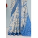 Generic Women's Linen Digital Print Saree With Unstitched Blouse 5.5Mtr (Blue)