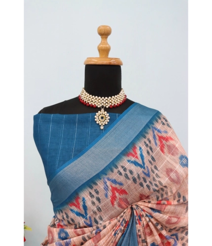 Generic Women's Linen Digital Print Saree With Unstitched Blouse 5.5Mtr (Multicolor) Generic Women's Linen Digital Print Saree With Unstitched Blouse 5.5Mtr (Multicolor)