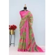 Generic Women's Linen Digital Print Saree With Unstitched Blouse 5.5Mtr (Green)