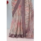 Generic Women's Linen Digital Print Saree With Unstitched Blouse 5.5Mtr (Grey)