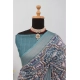 Generic Women's Linen Digital Print Saree With Unstitched Blouse 5.5Mtr (Green)