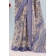 Generic Women's Linen Digital Print Saree With Unstitched Blouse 5.5Mtr (Blue)