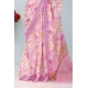 Generic Women's Linen Digital Print Saree With Unstitched Blouse 5.5Mtr (Pink)