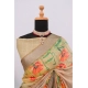 Generic Women's Linen Digital Print Saree With Unstitched Blouse 5.5Mtr (Multicolor)