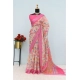 Generic Women's Linen Digital Print Saree With Unstitched Blouse 5.5Mtr (Pink)