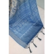 Generic Women's Linen Digital Print Saree With Unstitched Blouse 5.5Mtr (Blue)