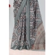 Generic Women's Linen Digital Print Saree With Unstitched Blouse 5.5Mtr (Grey)