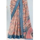 Generic Women's Linen Digital Print Saree With Unstitched Blouse 5.5Mtr (Multicolor)
