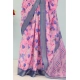 Generic Women's Linen Digital Print Saree With Unstitched Blouse 5.5Mtr (Multicolor)