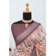 Generic Women's Linen Digital Print Saree With Unstitched Blouse 5.5Mtr (Grey)