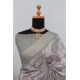 Generic Women's Linen Digital Print Saree With Unstitched Blouse 5.5Mtr (Grey)